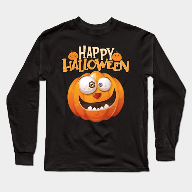 Happy Halloween Pumpkin Long Sleeve T-Shirt by Charaf Eddine